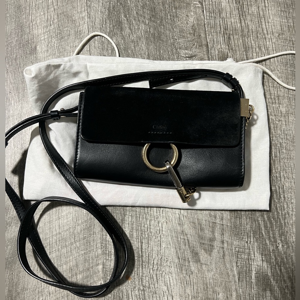 [Chloé] Suede Calfskin Small Faye Shoulder Bag Black